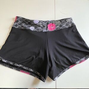 Black Floral Patterned Tennis Shorts